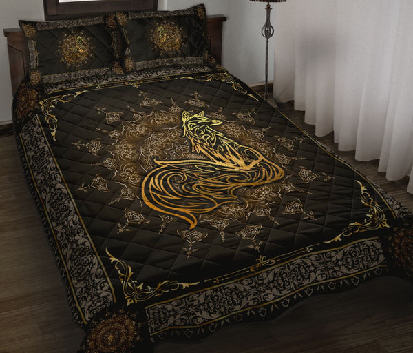 Fox Gold Quilt Bed Set - Love Quilt Bedding Set