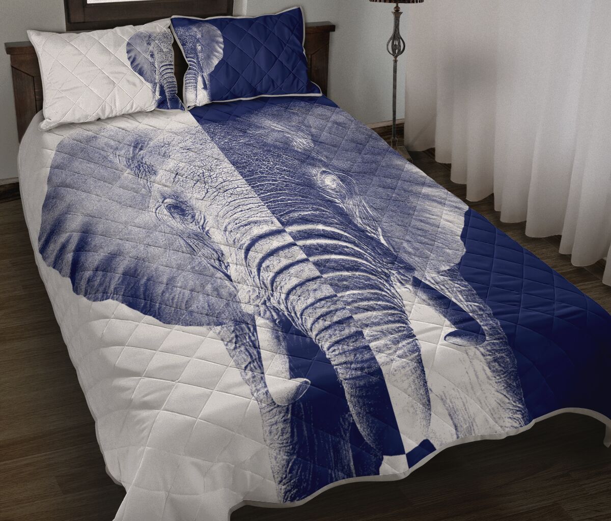 Elephant Art Style Quilt Bed Set - Love Quilt Bedding Set