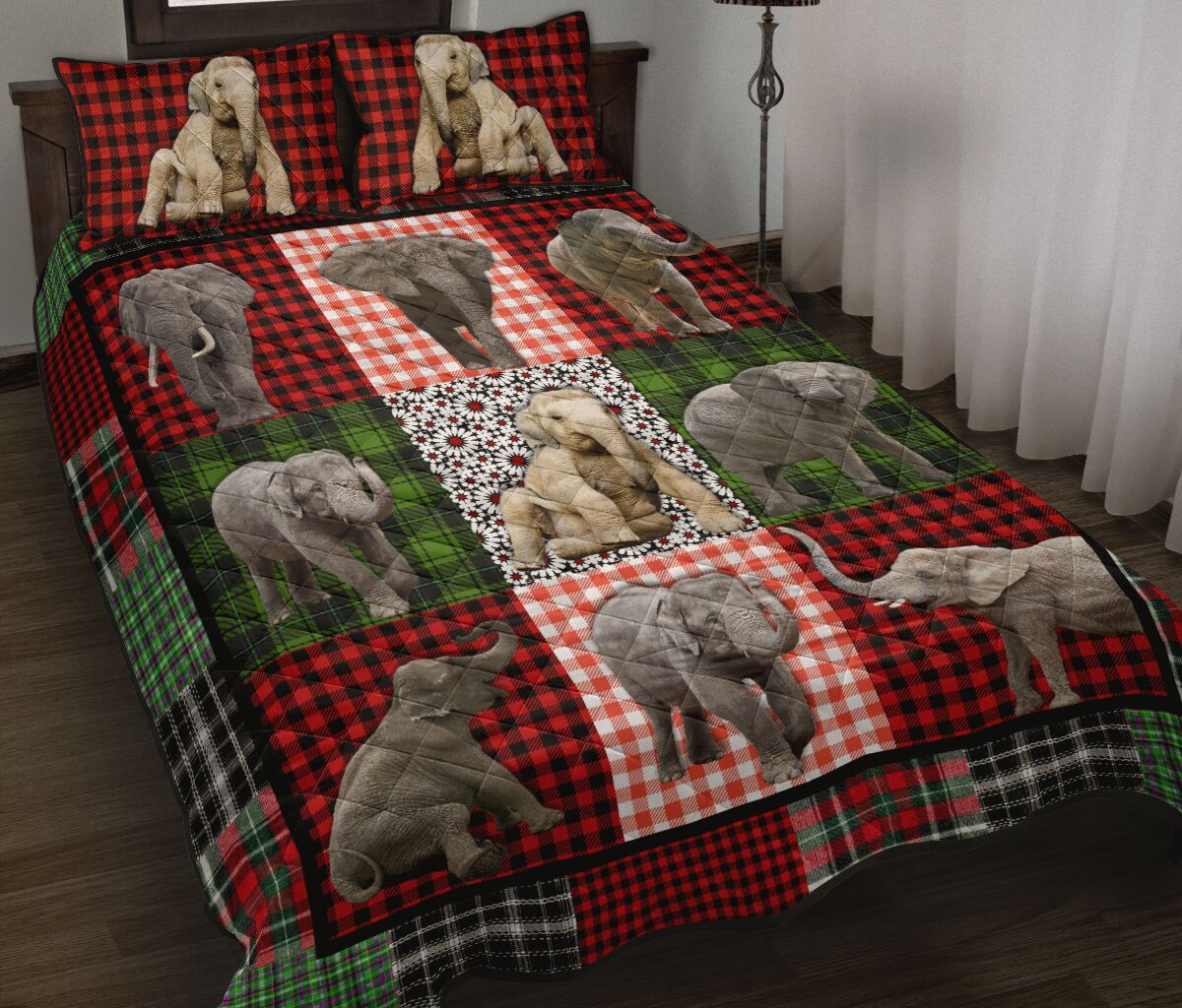 Elephant Fabric Style Quilt Bed Set - Love Quilt Bedding Set