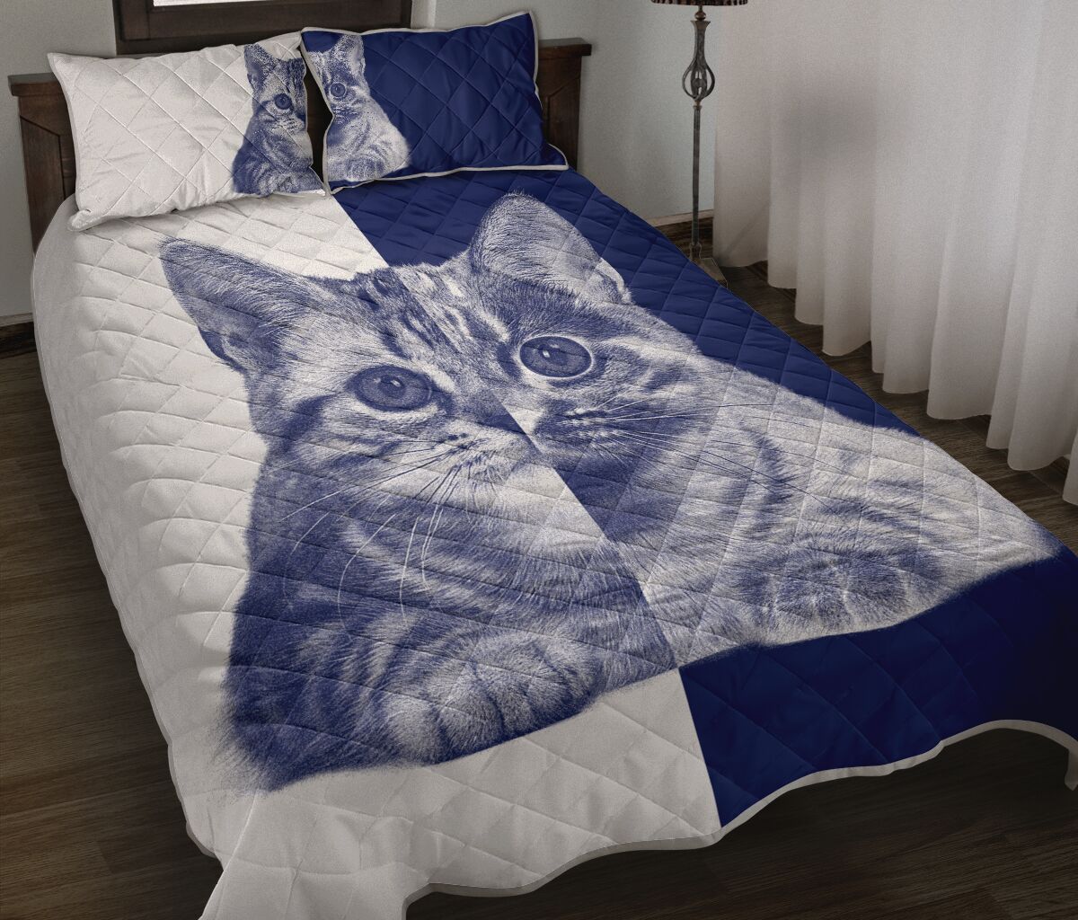 Cat Art Style Quilt Bed Set - Love Quilt Bedding Set