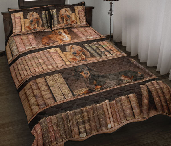 Dachshund Bookshelf - Bed Set - Love Quilt Bedding Set