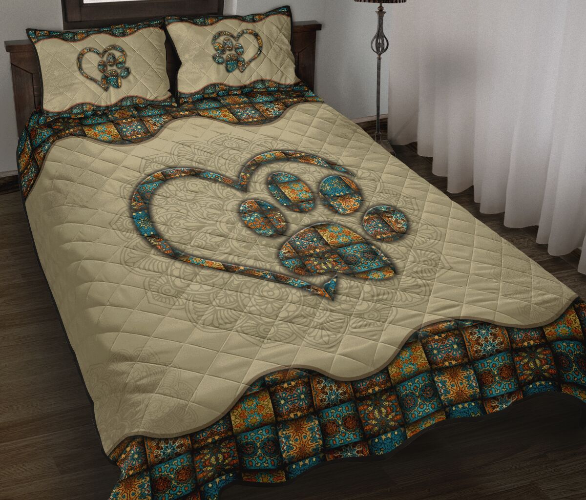 Quilt Bed Set - Mandala - Paw Heart 35 - Love Quilt Bedding Set