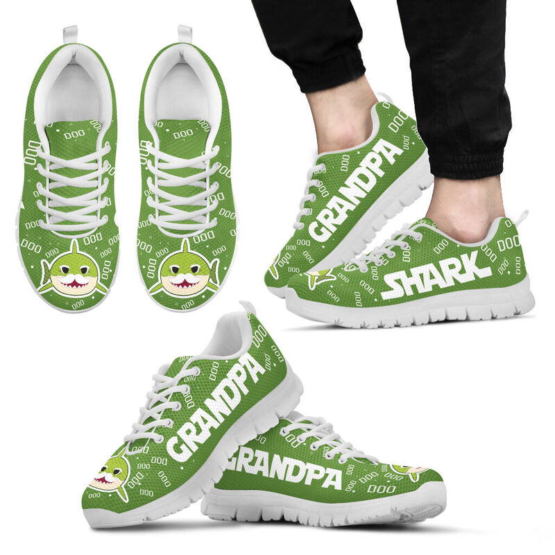 Grandpa Shark Green Sneakers, Running Shoes, Shoes For Women, Shoes For Men, Custom Shoes, L- Love Sneakers