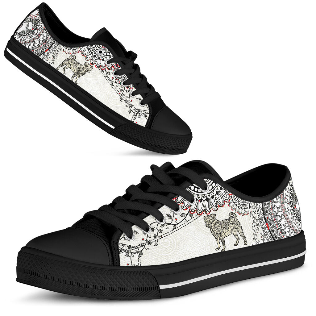 Pug Mandala Pattern - Low Top Shoe - Love Love Top Shoes