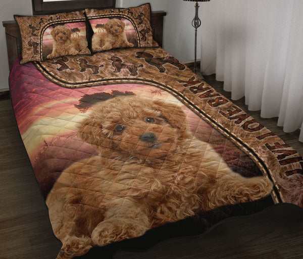 Live Love Bark Poodle- Bed Set - Love Quilt Bedding Set