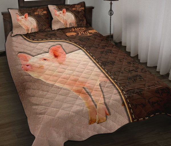 Pig Leather Style Quilt Bed Set - Love Quilt Bedding Set