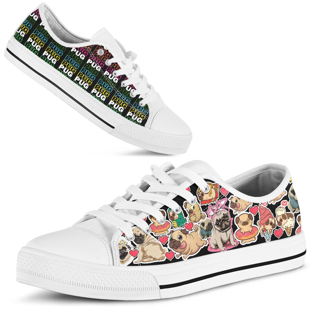 Pug Stickers - Low Top Shoe - Love Love Top Shoes
