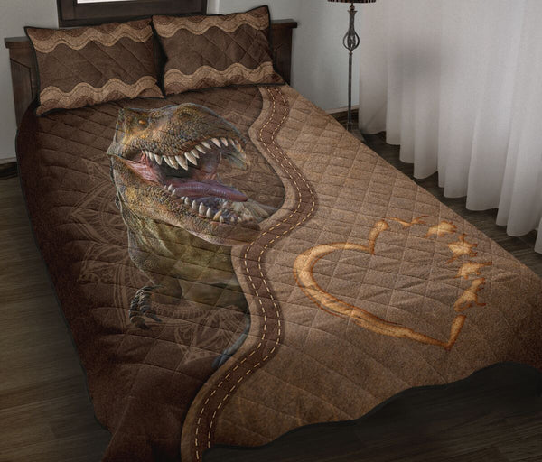 Dinosaur Animal Leather Quilt Bed Set - Love Quilt Bedding Set