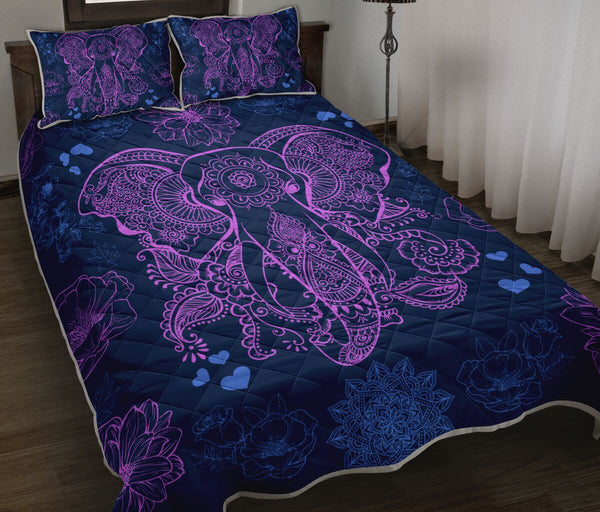 Elephant Mandala Flower Blue - Love Quilt Bedding Set