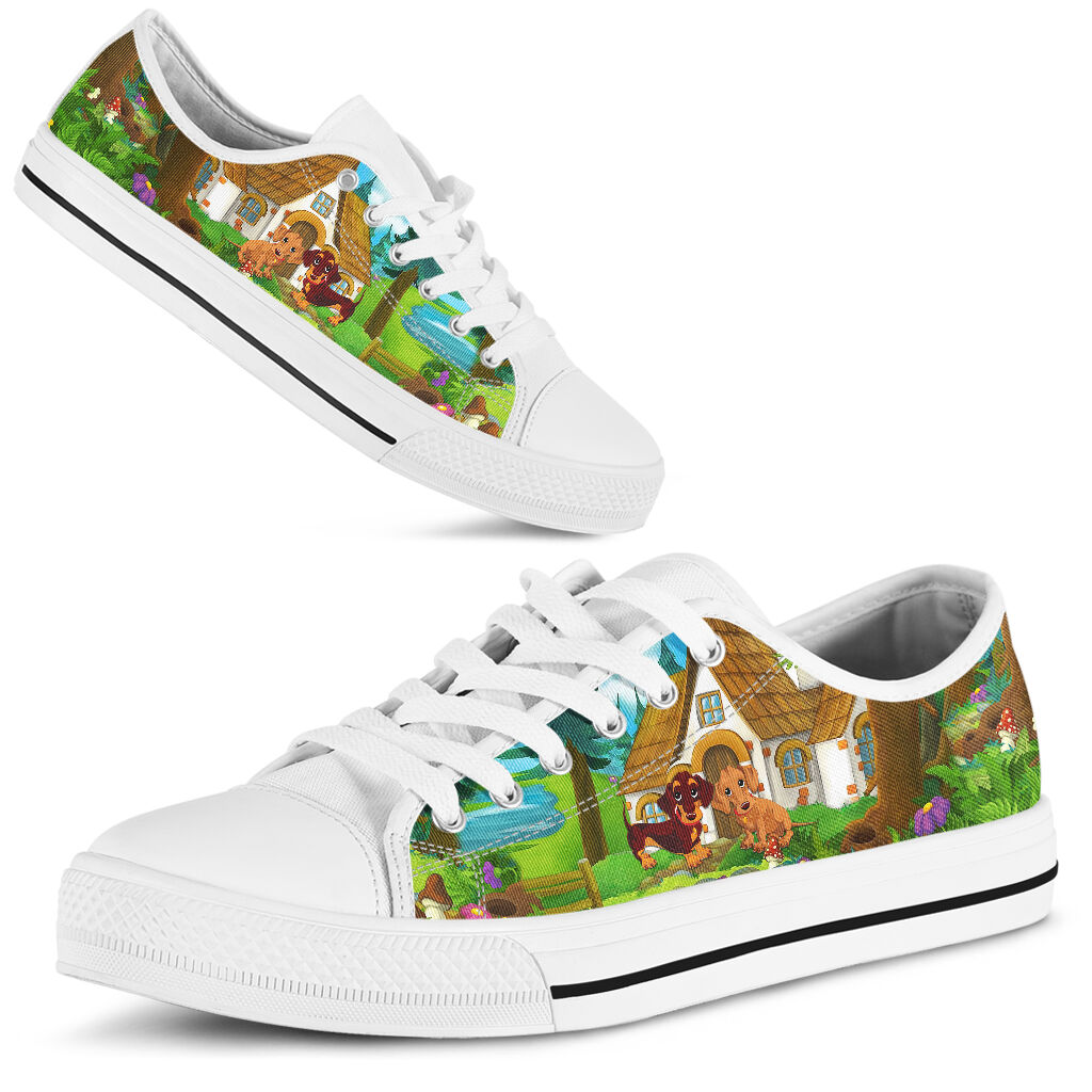 Dachshund Cartoon - Low Top 6Shoe - Love Love Top Shoes