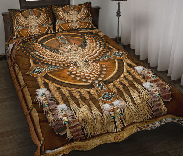 Gold Owl Native American Quilt Bed Set - Love Quilt Bedding Set