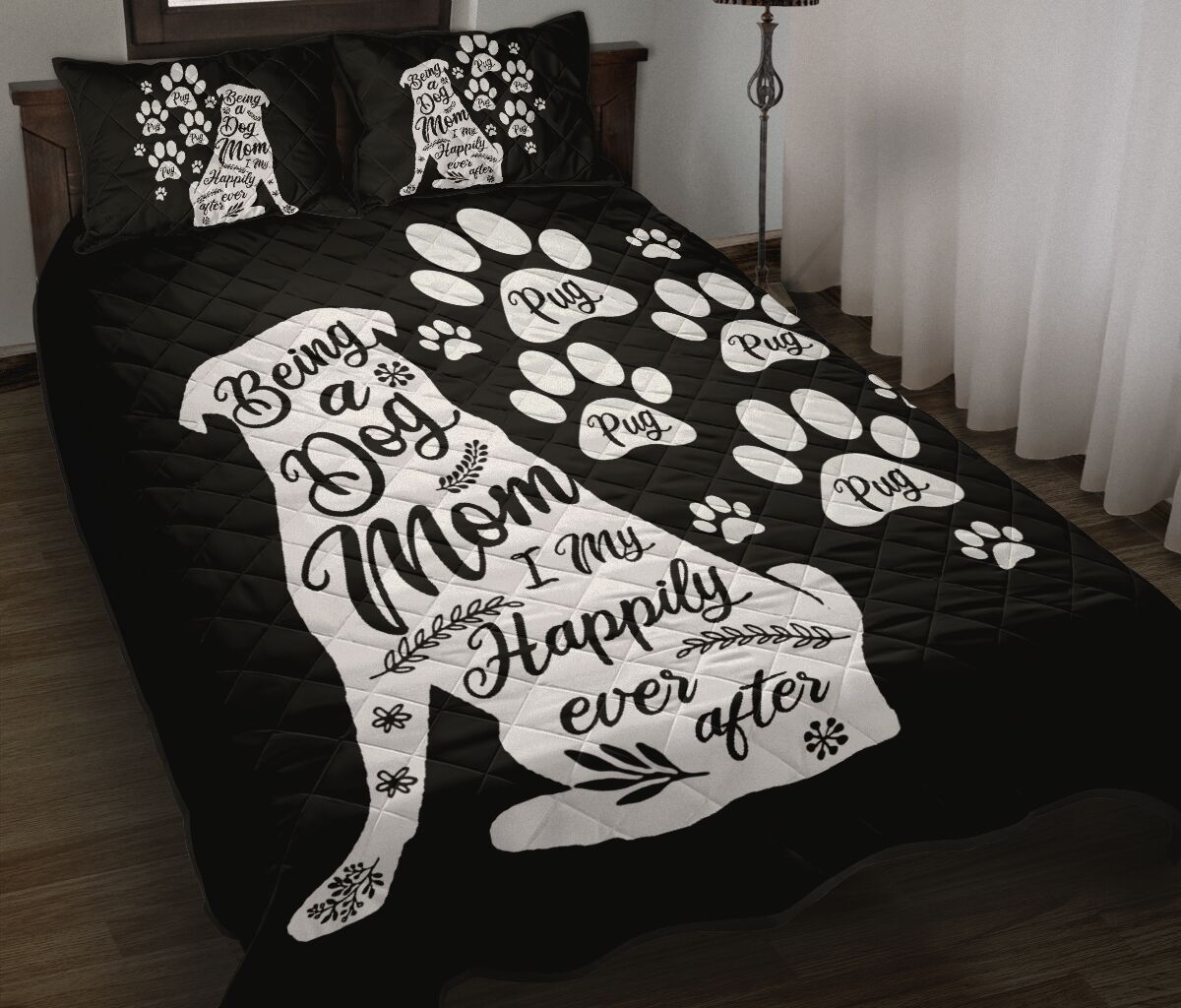 Pug Black And White - Bed Set - Love Quilt Bedding Set