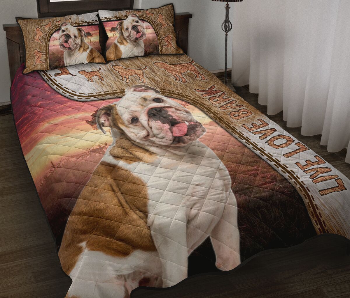 Live Love Bark Bulldog - Bed Set - Love Quilt Bedding Set