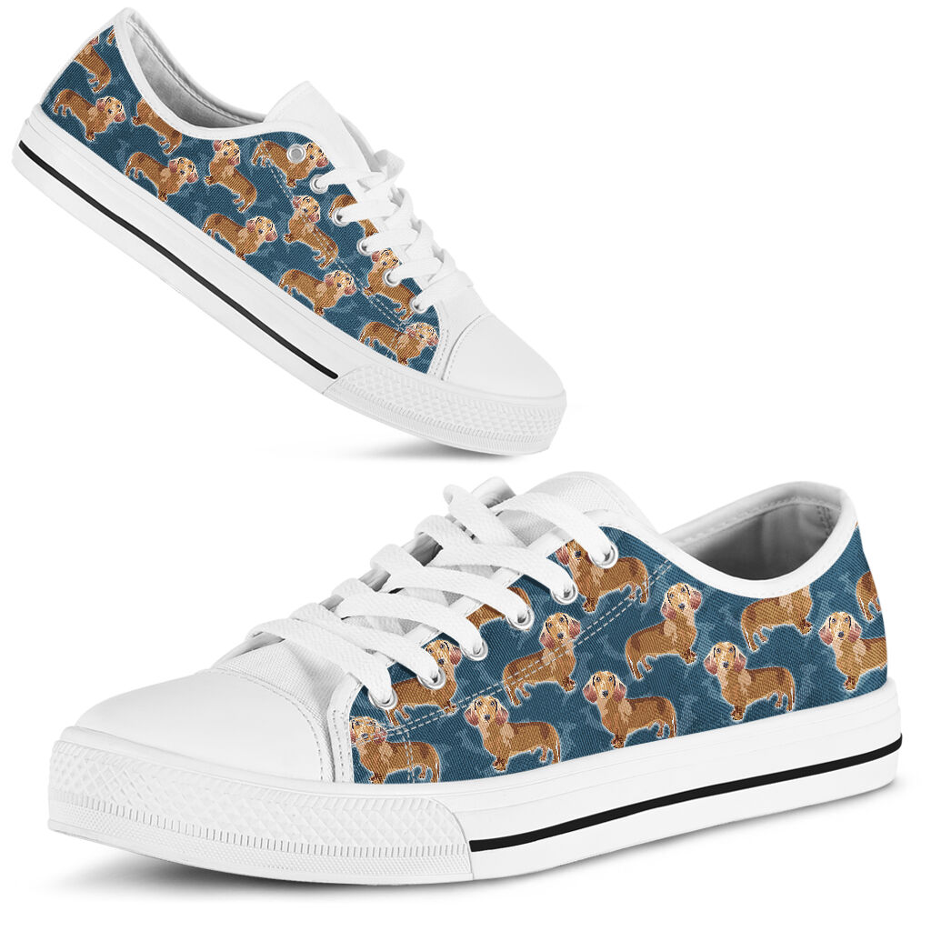 Dachshund Navy Pattern - Low Top Shoe - Love Love Top Shoes