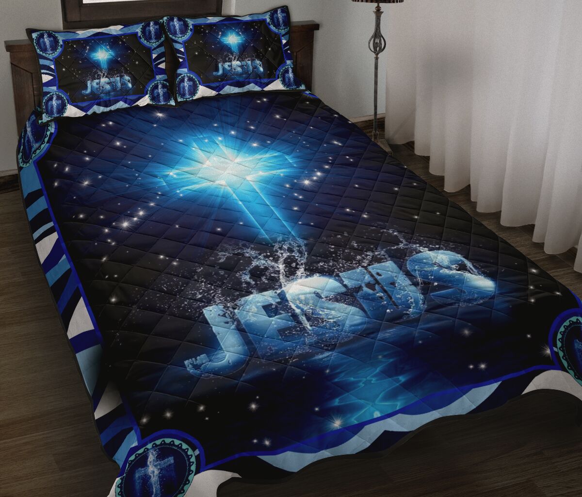 God Cross Jeusu Light Art Art Style Quilt Bed Set - Love Quilt Bedding Set