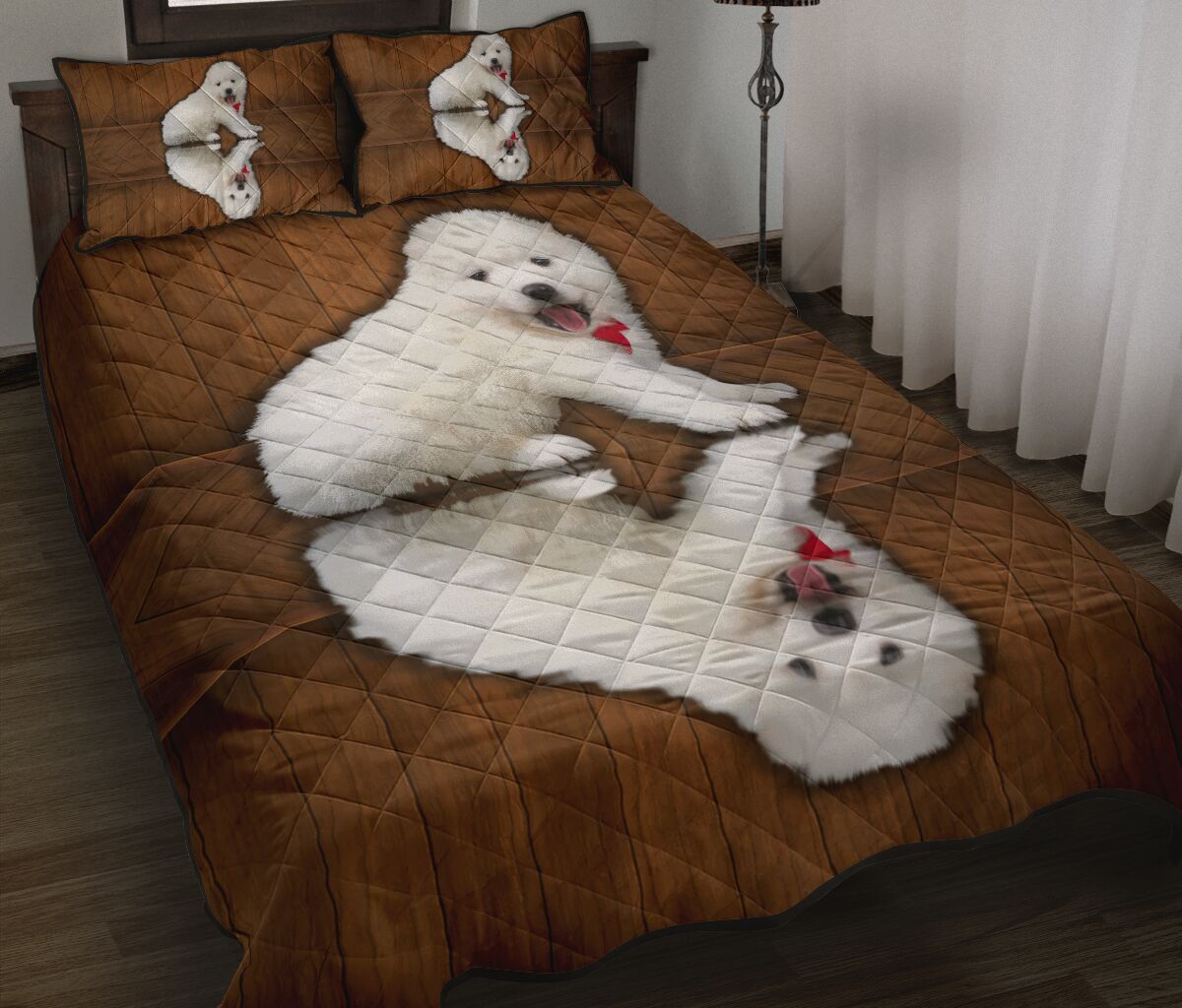 Samoyed Dog Quilt Bed Set - Love Quilt Bedding Set
