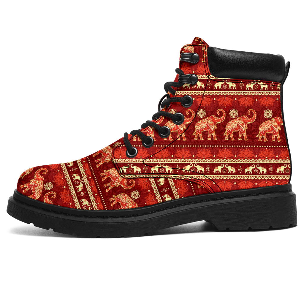 Elephant Seamless Pattern Boots- Love All Season Boots