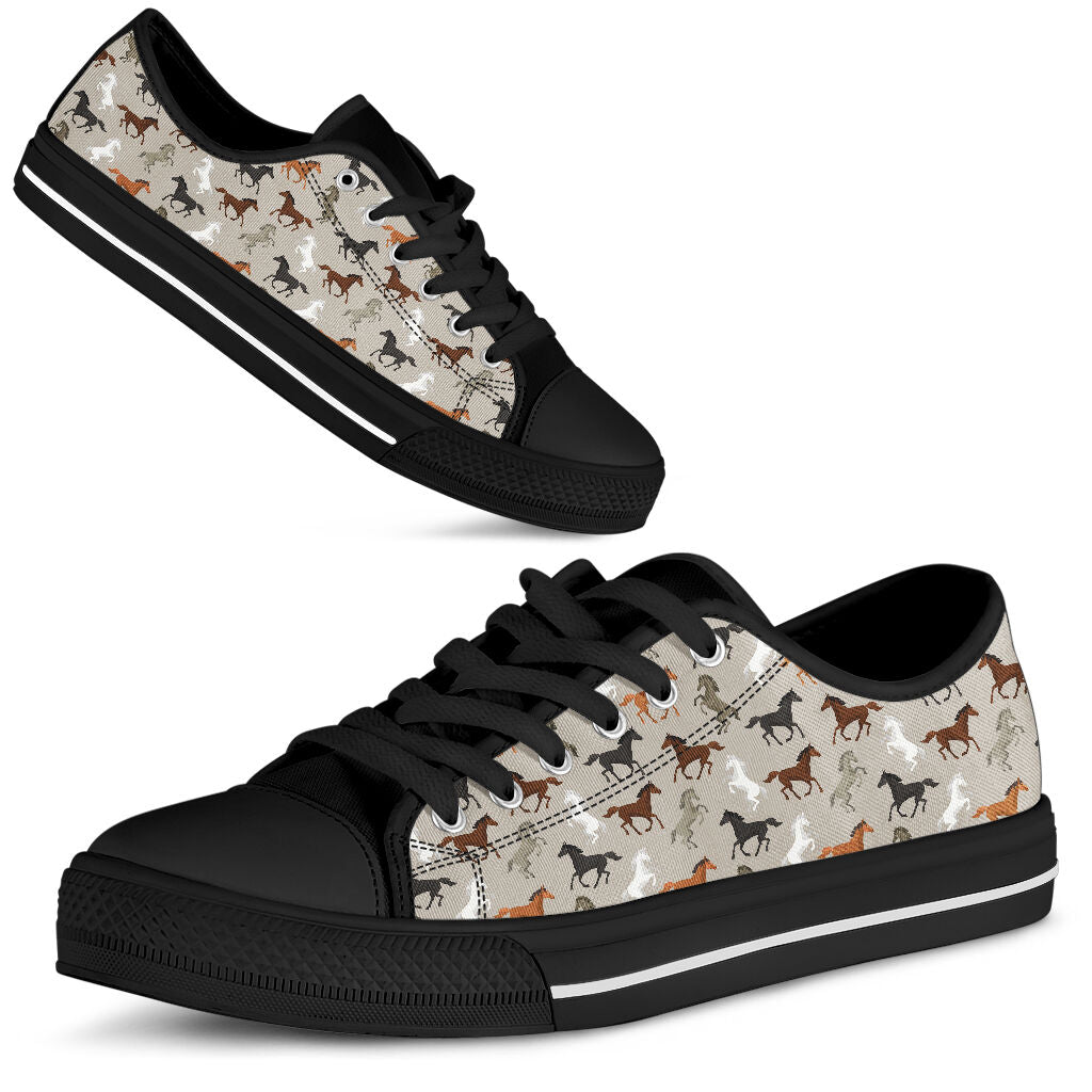Horse Pattern Black Sole Low Top Shoes