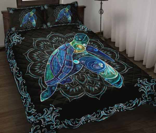 Turtle Paper Mandala Style Quilt Bed Set- Love Quilt Bedding Set