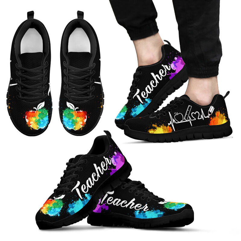 Teacher Art Color Black Soles Sneakers, Running Shoes, Shoes For Women, Shoes For Men, Cust- Love Sneakers