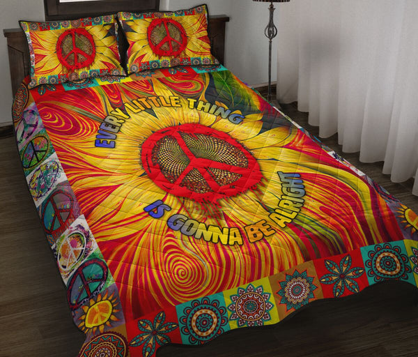 Hippie Sunflower Style Quilt Bed Set - Love Quilt Bedding Set