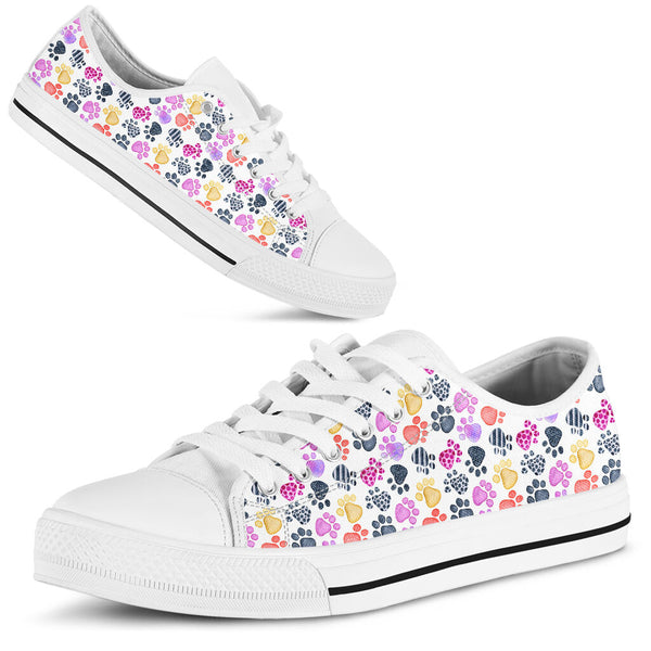 Dog Foot Watercolor Silhouette Low Top - TlShoes