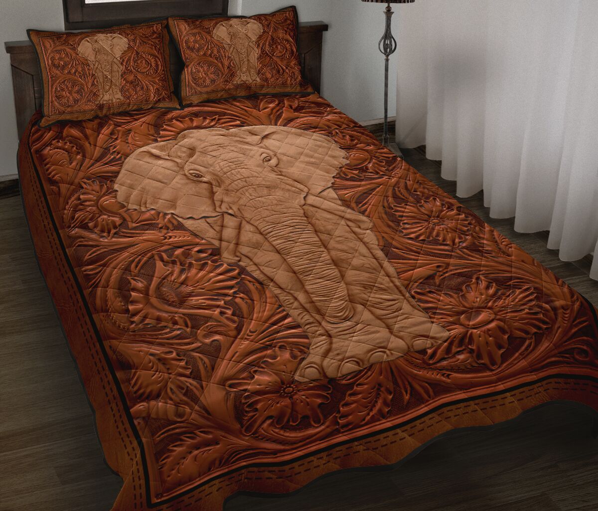 Elephant Wood Style Quilt Bed Set- Love Quilt Bedding Set