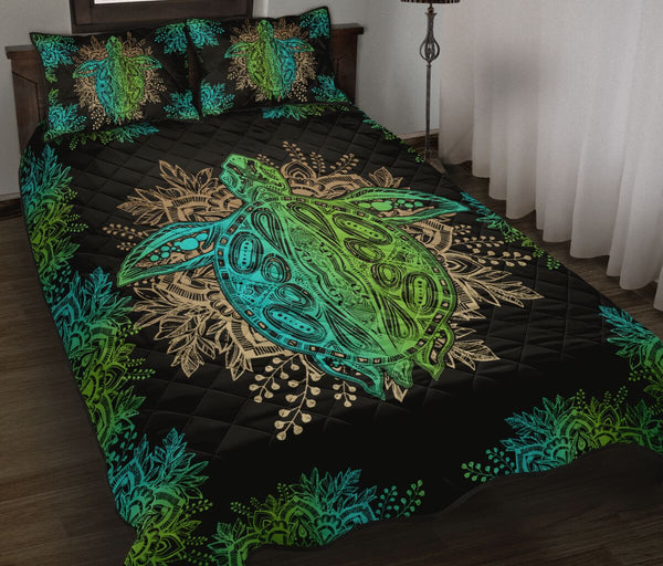 Turtle Mandala Style Quilt Bed Set 9- Love Quilt Bedding Set