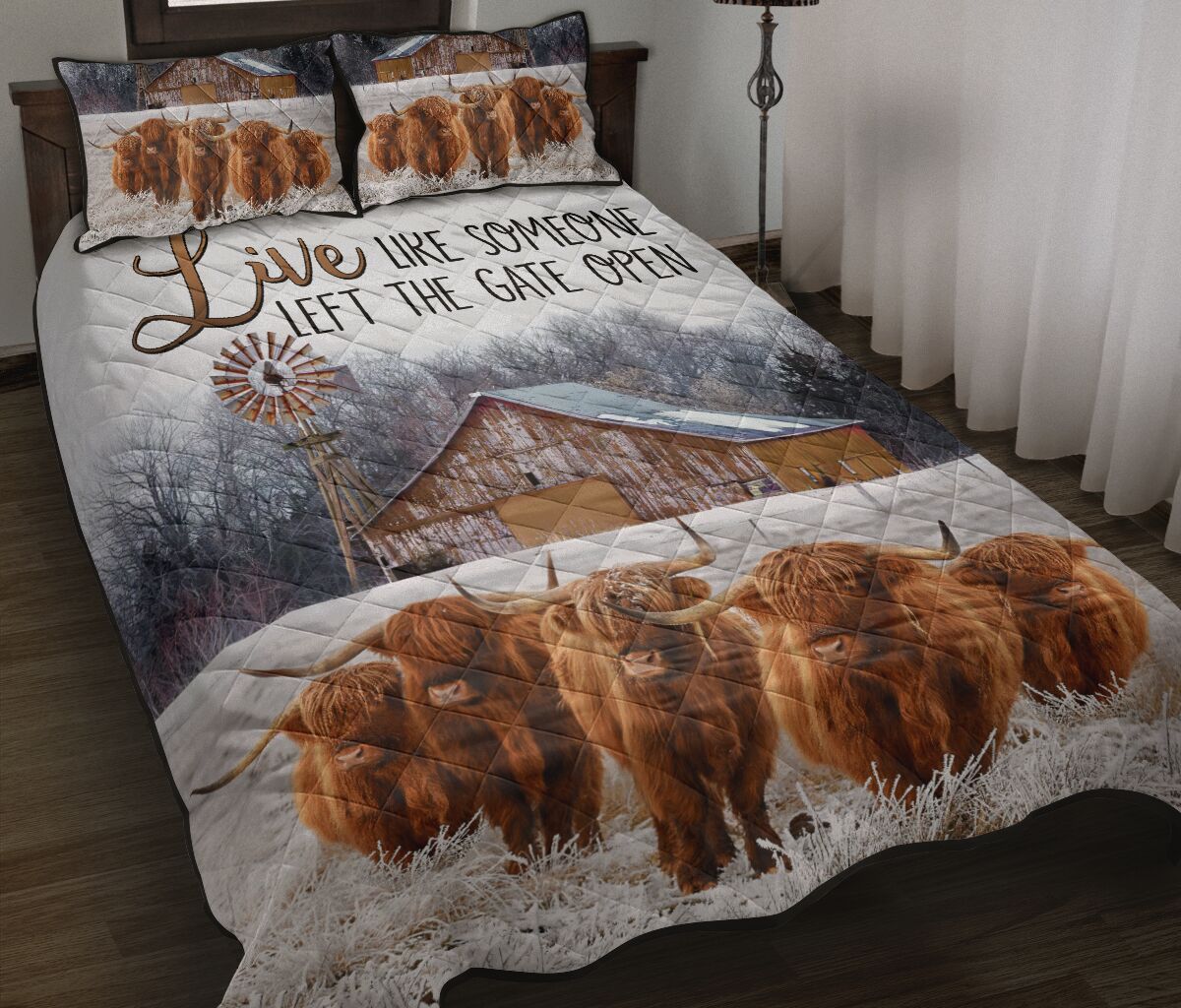 Quilt Bed Set - Cows - Live Like Someone 89 - Love Quilt Bedding Set
