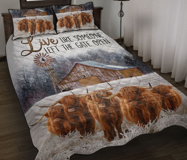 Quilt Bed Set - Cows - Live Like Someone 89 - Love Quilt Bedding Set