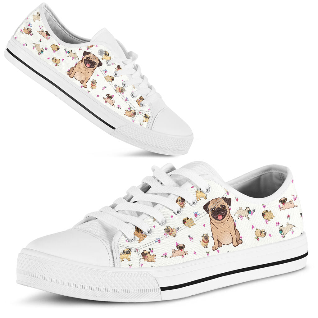 Pug Pattern Pug Low Top Shoe - Love Love Top Shoes