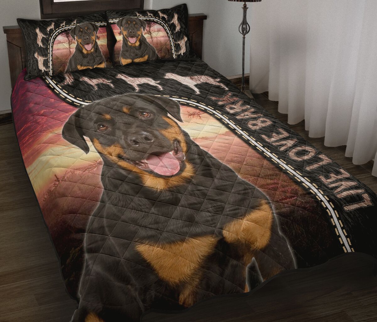 Live Love Bark Rottweiler - Bed Set - Love Quilt Bedding Set
