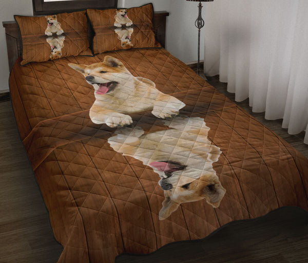 Akita Dog Shadow Style Quilt Bed Set - Love Quilt Bedding Set