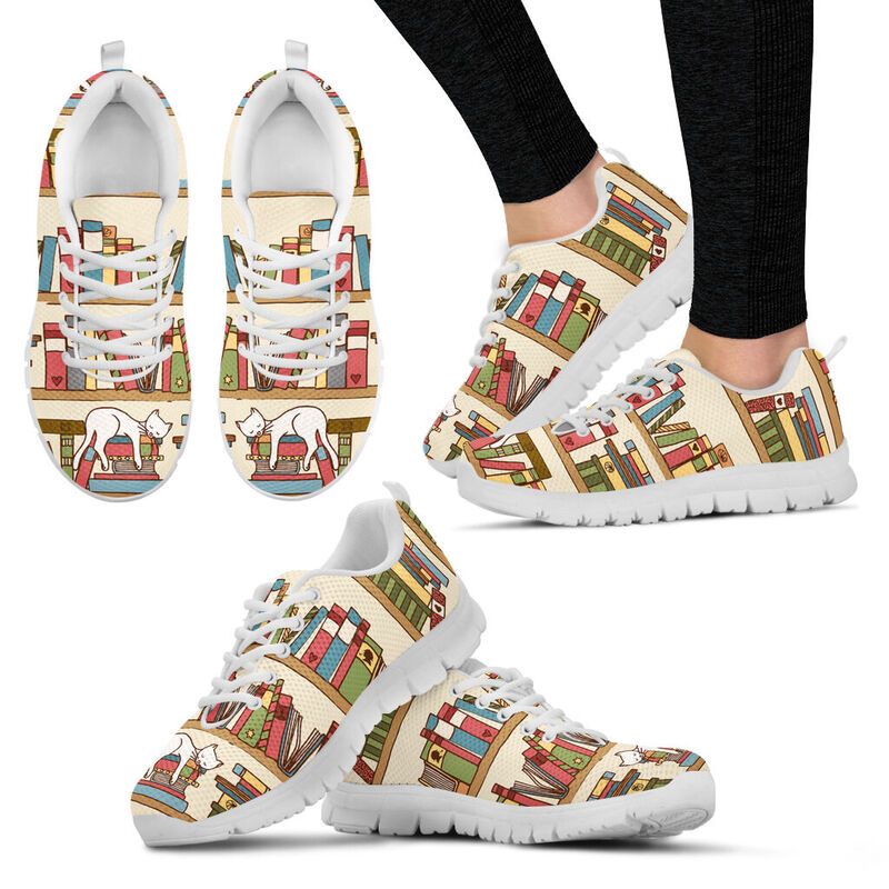 Librarian Cartoon Cute Sneakers, Runni- Love Sneakers