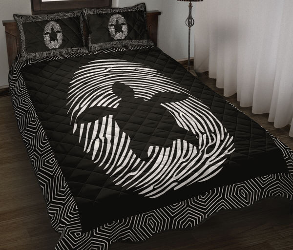 Turtle Fingerprint Style Quilt Bed Set- Love Quilt Bedding Set