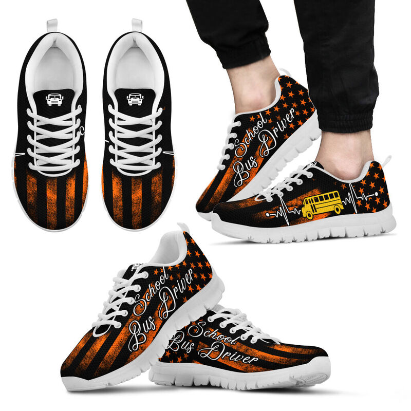 School Bus Orange Sneakers, Runni- Love Sneakers
