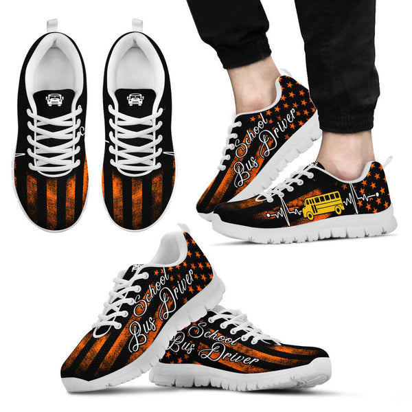 School Bus Orange Sneakers, Runni- Love Sneakers