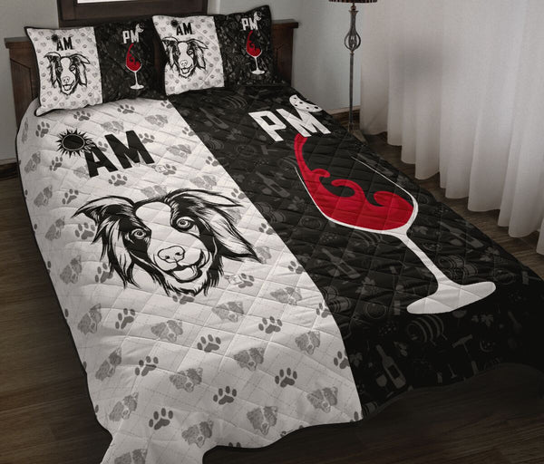 Australion Shepherd Dog Black And White Quilt Bed Set - Love Quilt Bedding Set