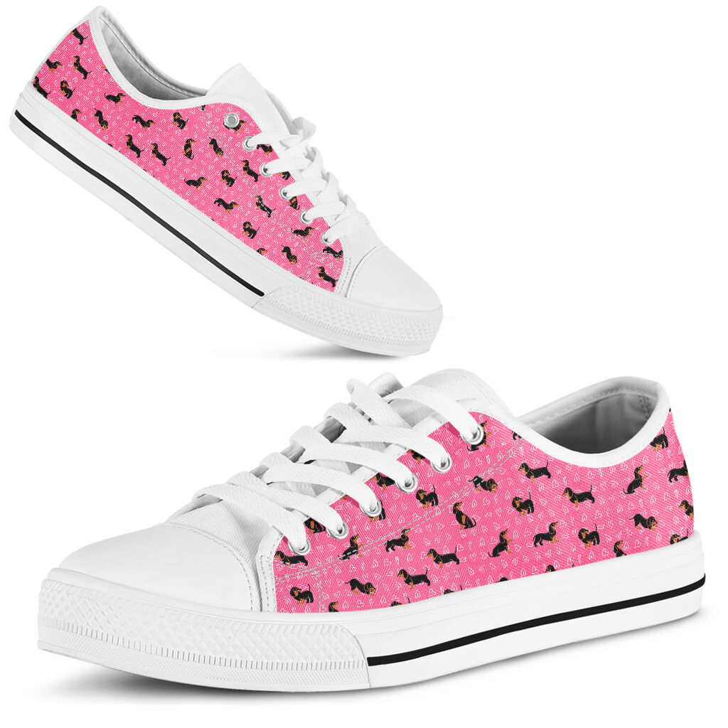 Dachshund Pattern Pink - Low Top Shoe - Love Love Top Shoes