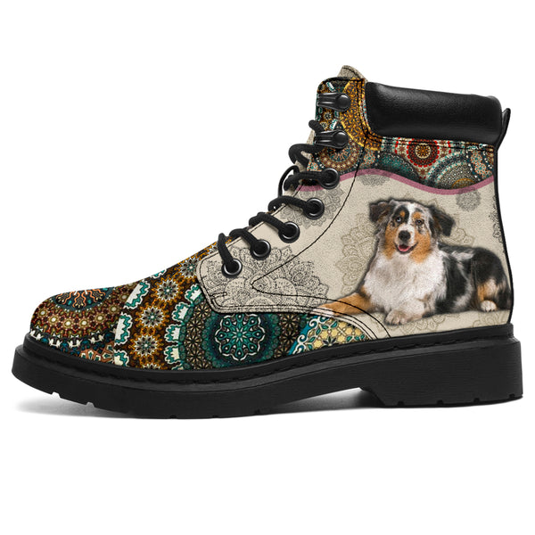 Australian Shepherd - Vintage Mandala Asboot Sky - Love All Season Boots