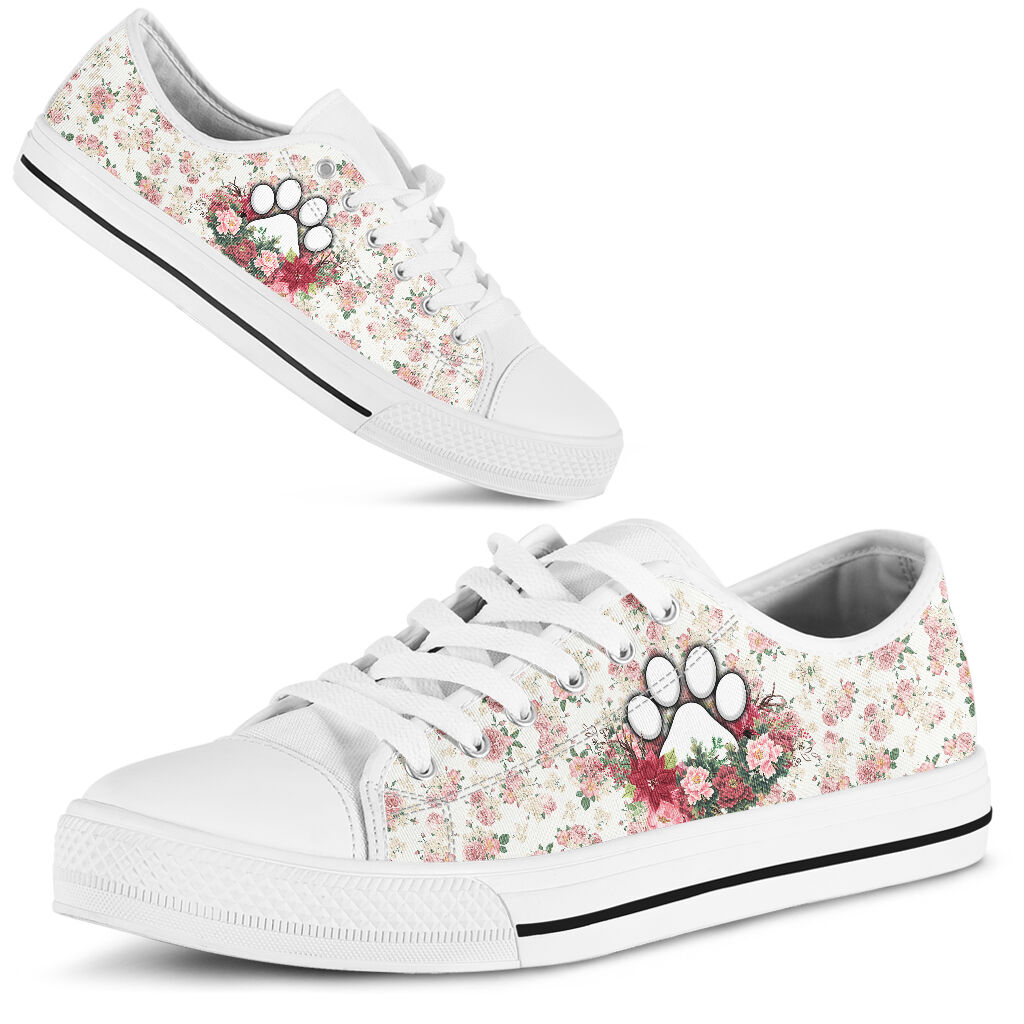 Dog Mom Flower Background - Low Top Shoe - Love Love Top Shoes