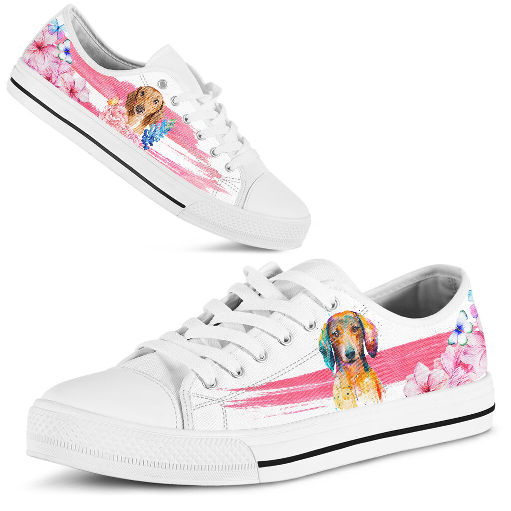 Dachshund Flower Watercolor - Low Top - Da Shoe - Love Love Top Shoes