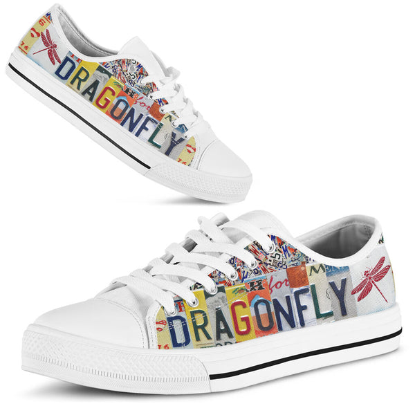 Dragonfly License Plates Low Top Shoes