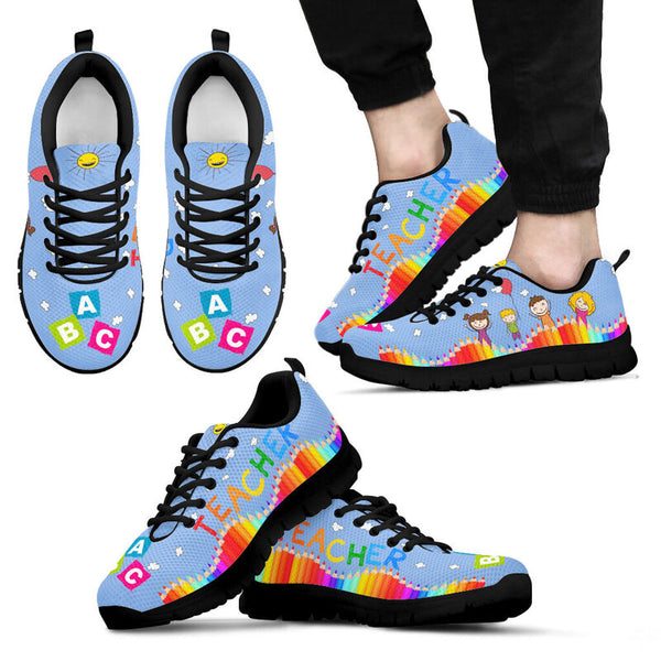 Teacher Abc Blue Shoes Sneakers, Running Shoes, Shoes For Women, Shoes For Men, Custom Shoes- Love Sneakers