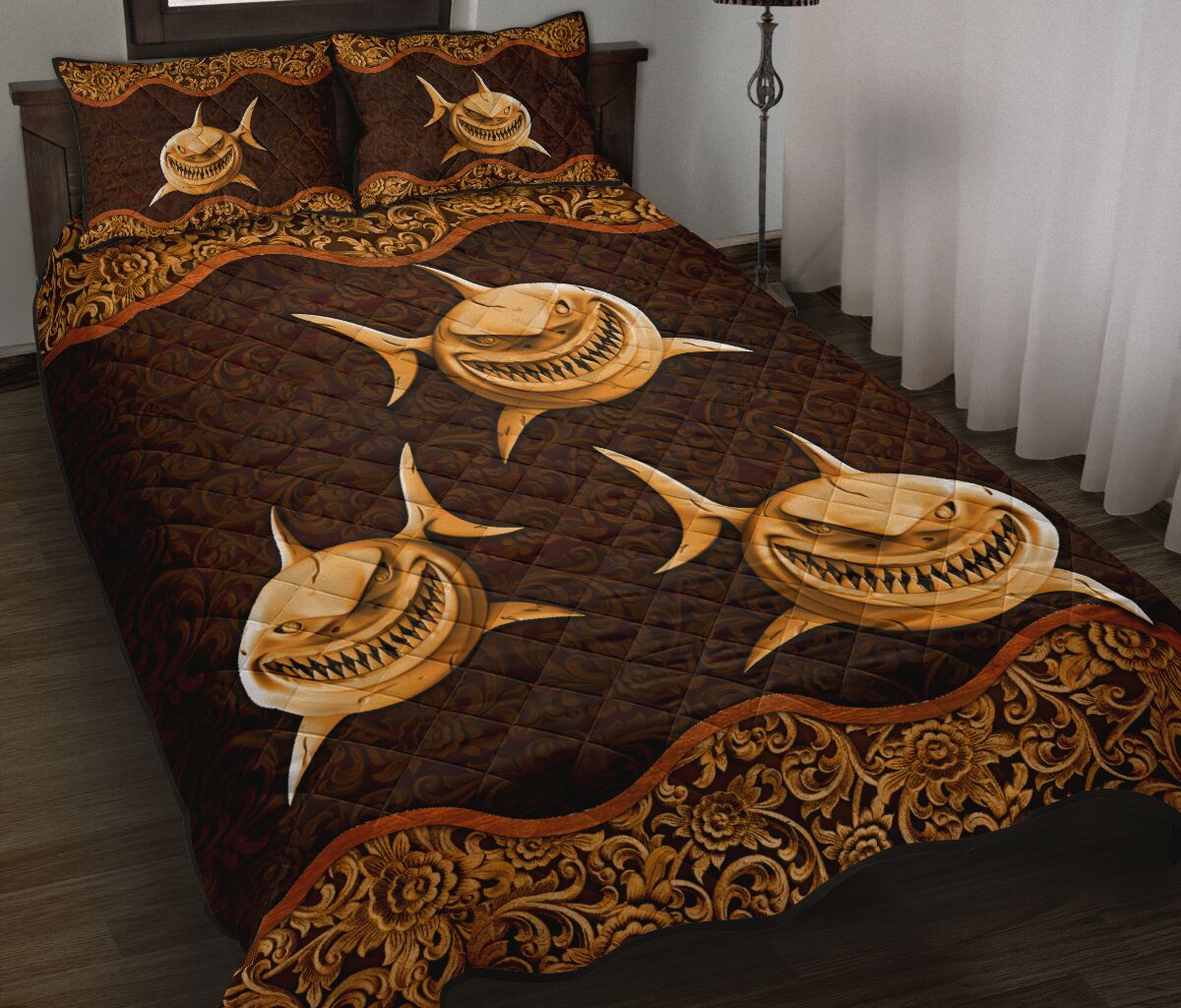 Shark Wood Carving Quilt Bed Set - Love Quilt Bedding Set