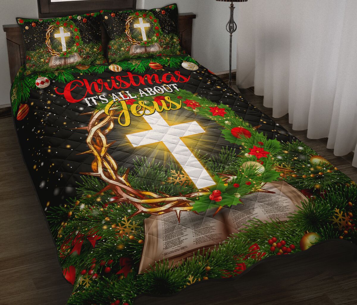 Jesus Christmas Its All About Jesus Quilt Bed Set - Love Quilt Bedding Set