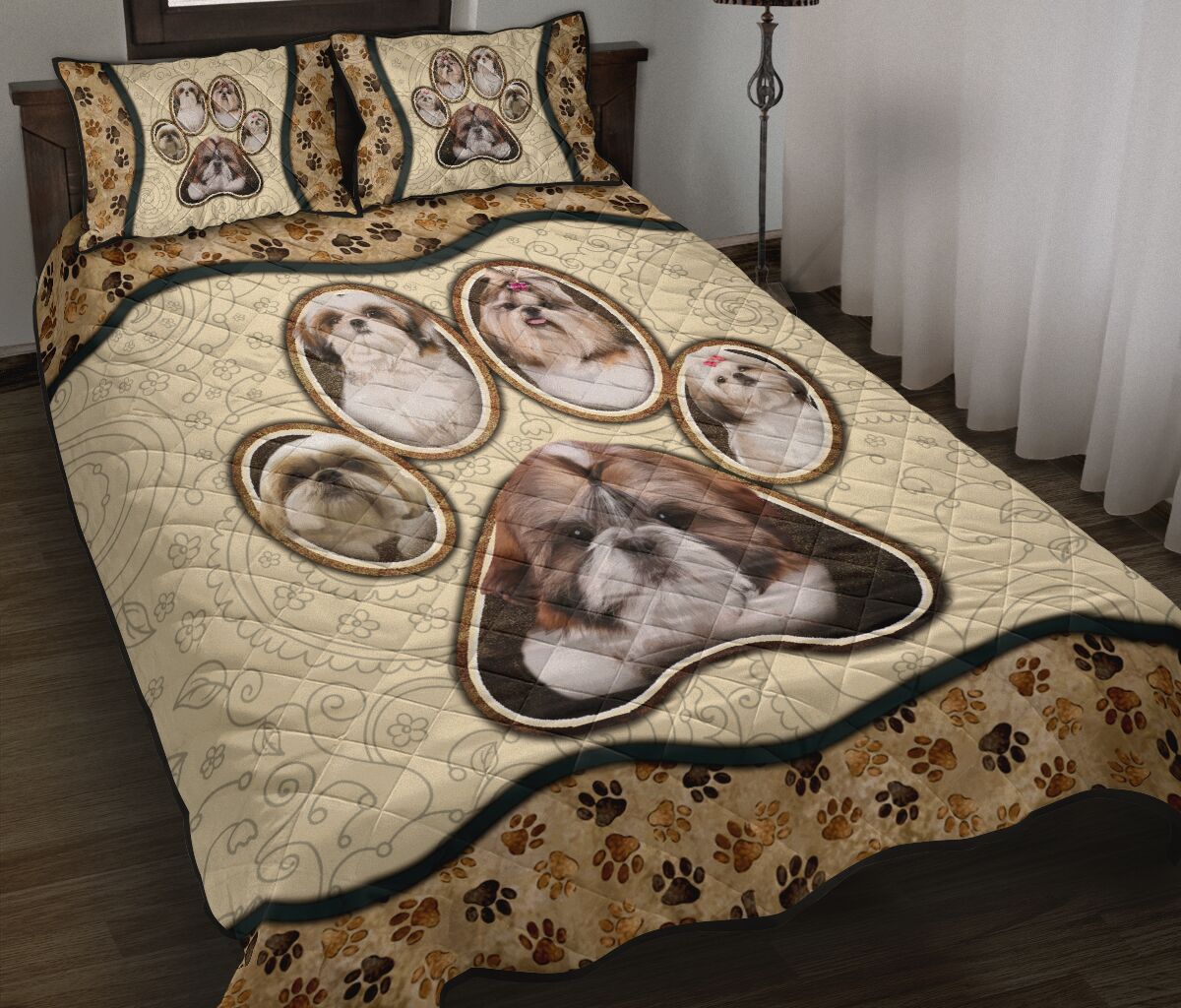 Shih Tzu Paw Vintage - Bed Set - Love Quilt Bedding Set