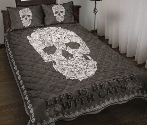 Quilt Bed Set - Skull Cat 19 - Love Quilt Bedding Set