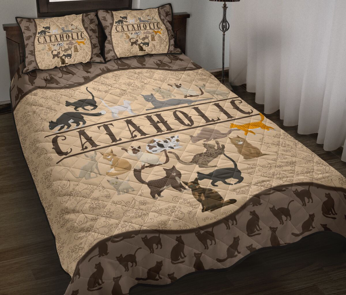 Cataholic Quilt Bed Set - Love Quilt Bedding Set