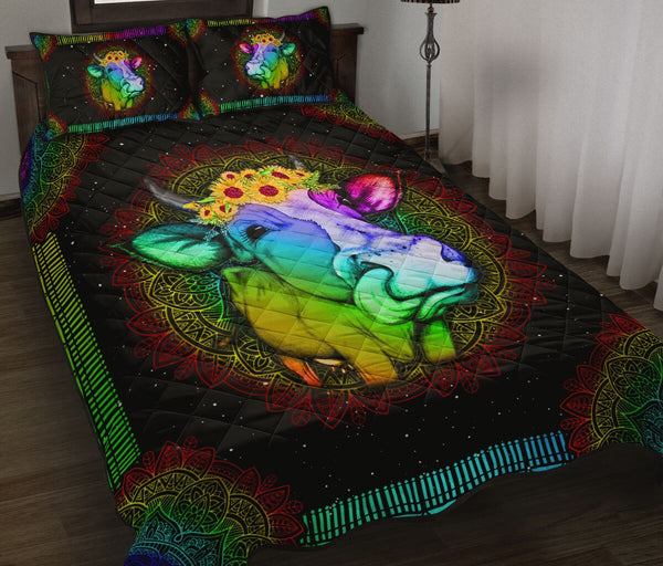 Quilt Bed Set - Cow - Rainbow 78 - Love Quilt Bedding Set